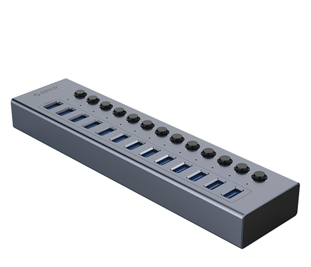 Orico 13x USB-A 3.0 z włącznikami - szary - 1343439 - zdjęcie